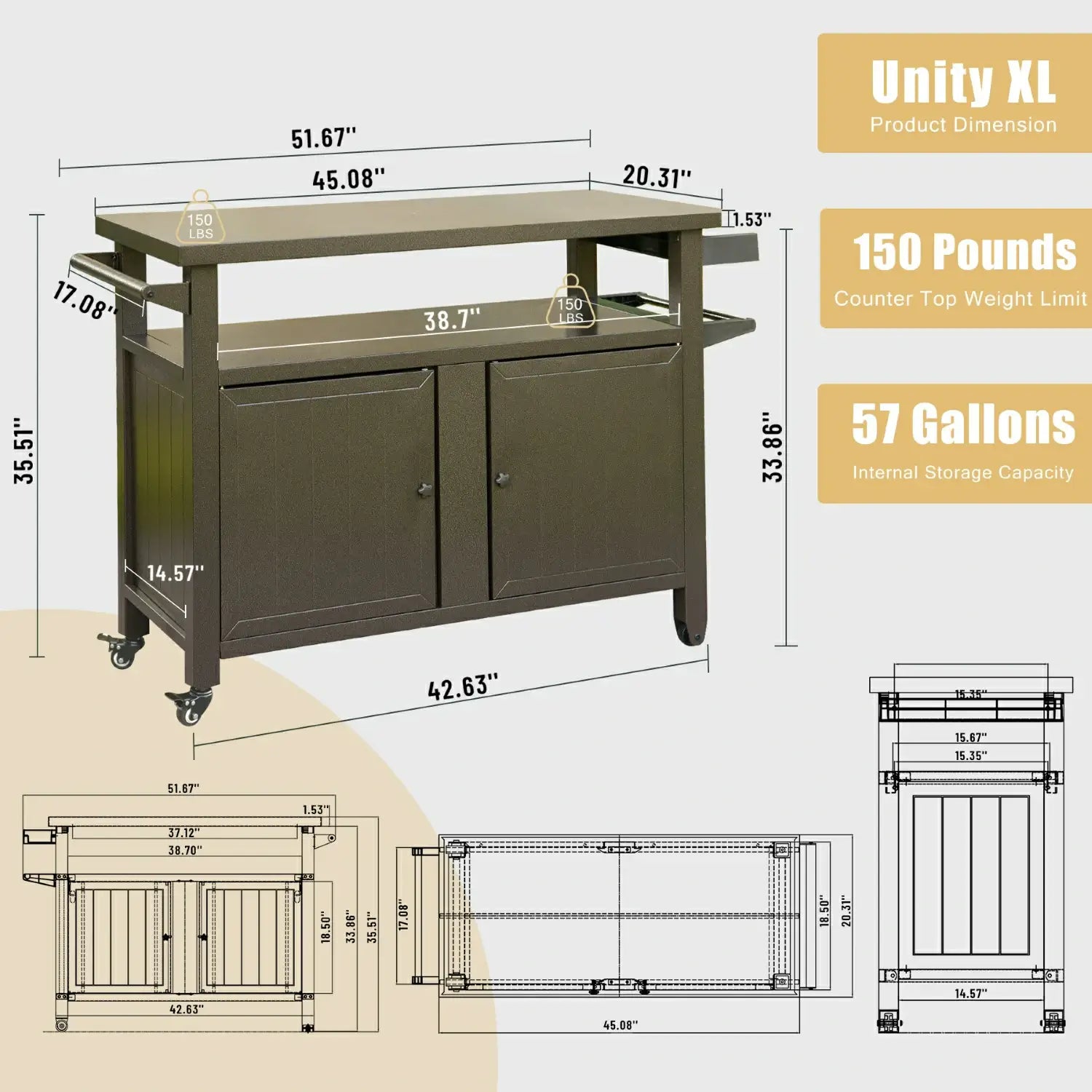 Domi Outdoor Living Grill Cart#color_brown