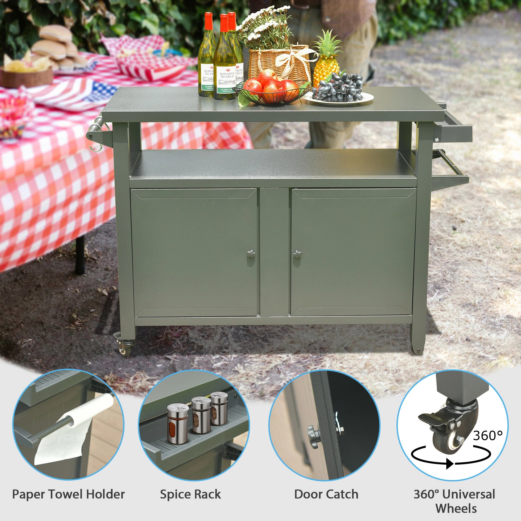Domi Outdoor Living Grill Cart#color_gray
