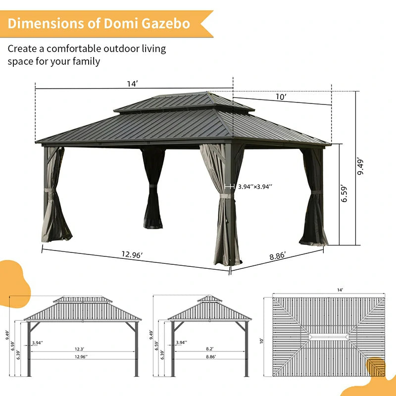 Domi Outdoor Living Hardtop Gazebo#size_10'x14'