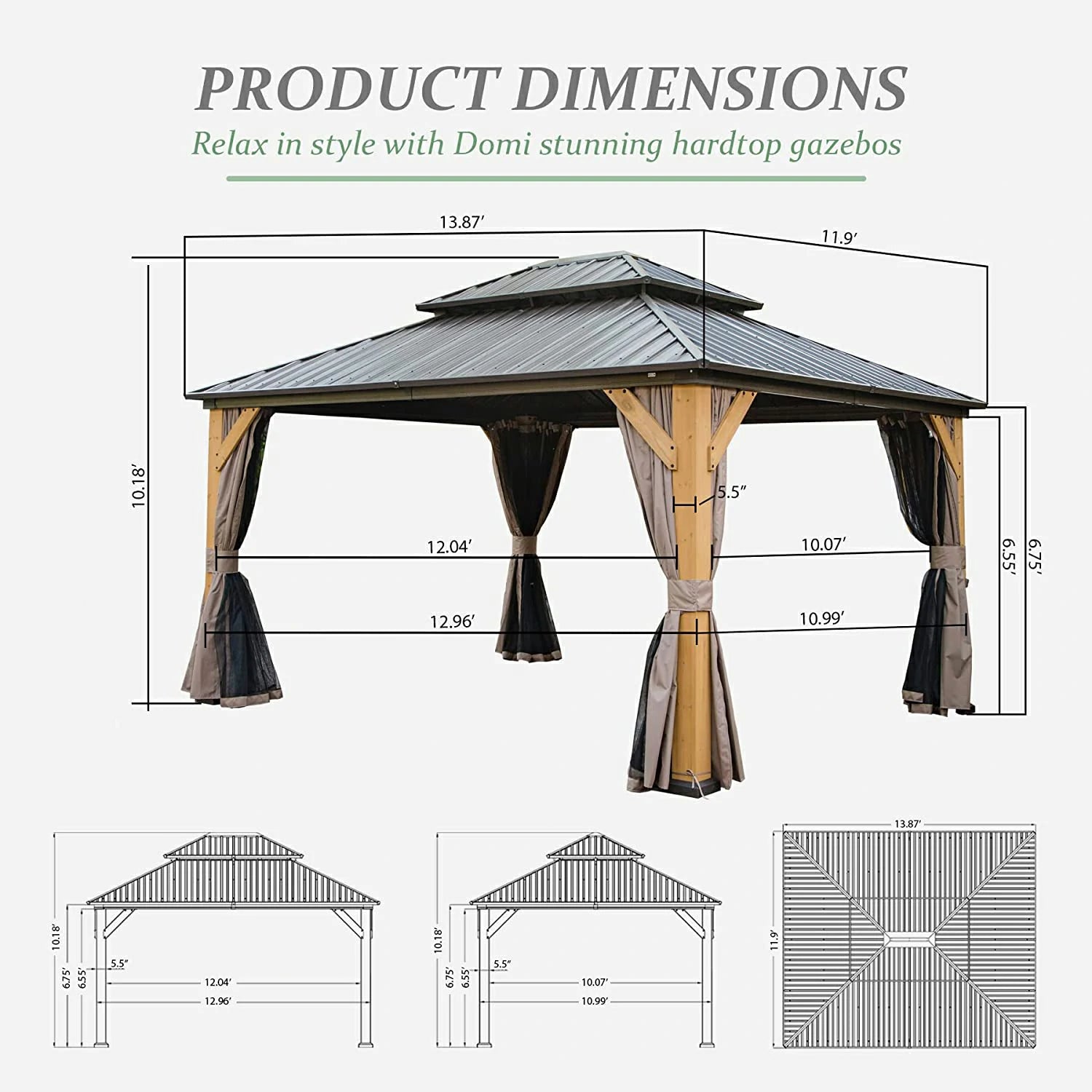 Domi Outdoor Living wood gazebo#size_12' x 14'