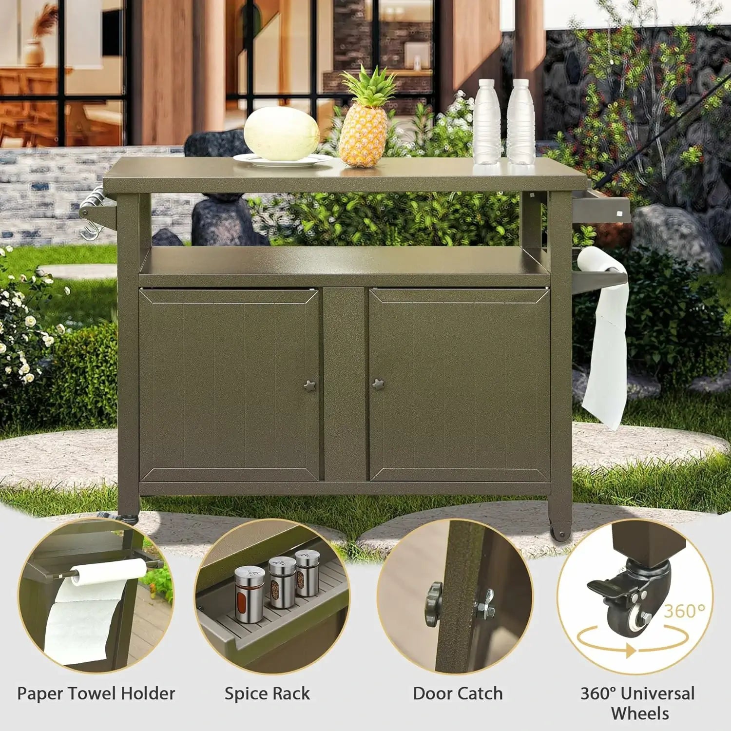 Domi Outdoor Living Grill Cart#color_brown