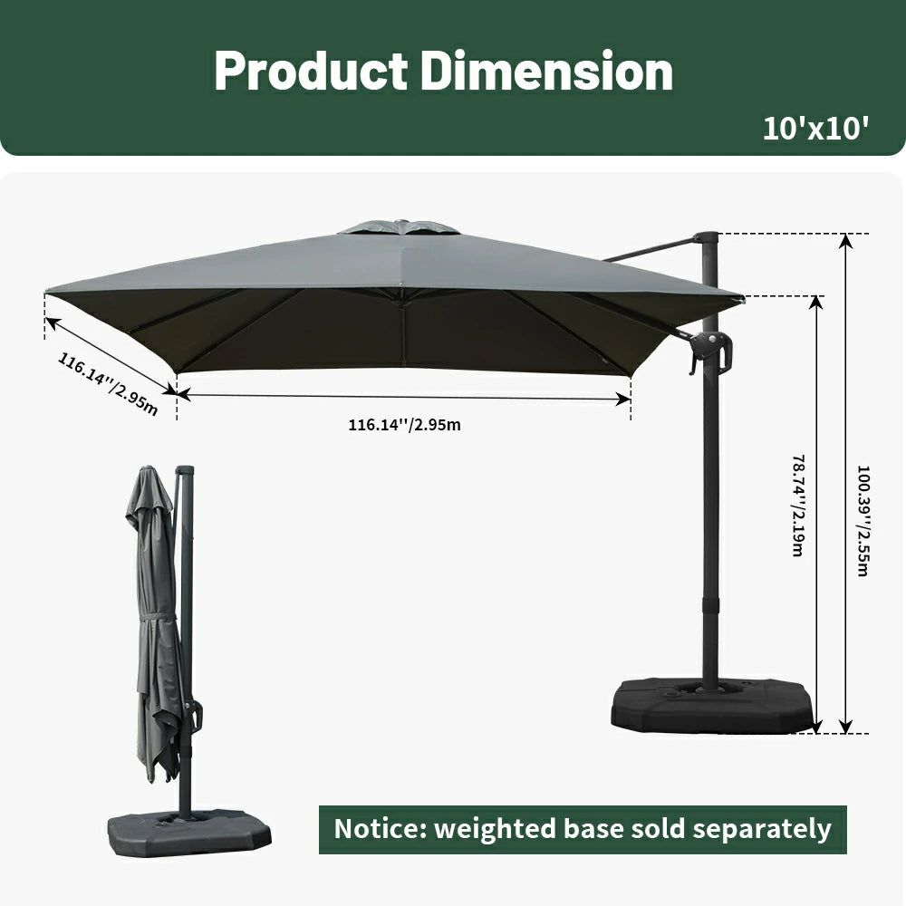 domi cantilever umbrella #size_10'x10' #color_dark gray