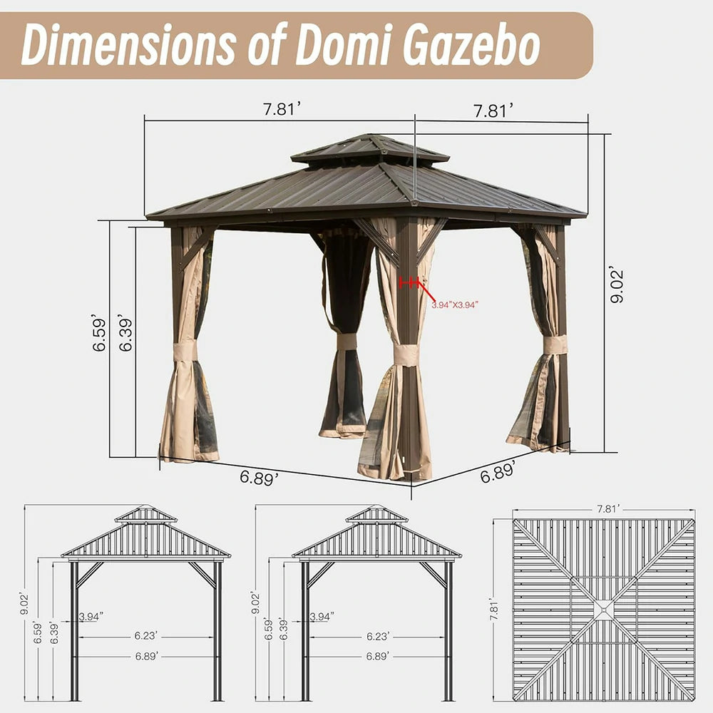 Domi Outdoor Living Hardtop Gazebo#size_8'x8'