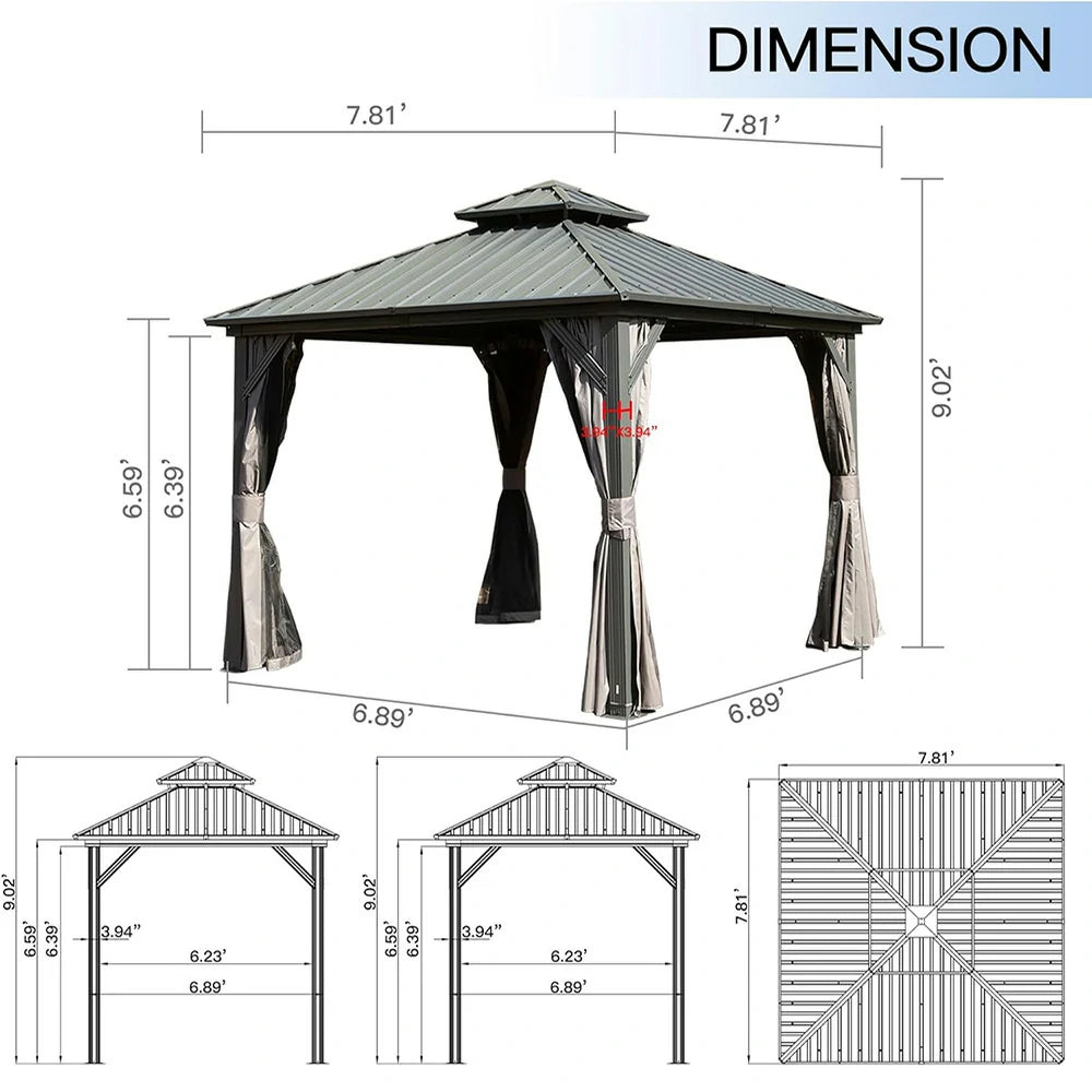 Domi Outdoor Living Hardtop Gazebo#size_8'x8'