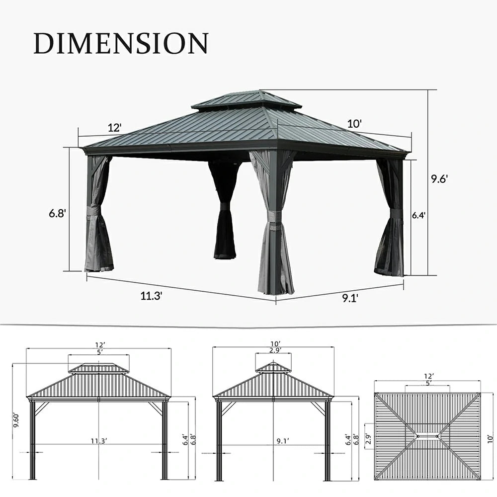 Domi Outdoor Living hardtop gazebo gray#size_10'x12'