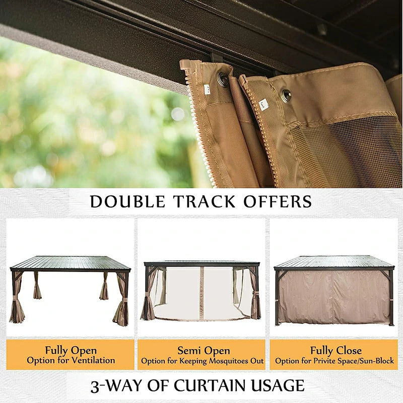 Wall-Mounted Gazebo with Drainage Gutters#size_10' x 12'
