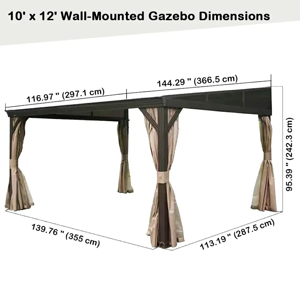 Domi Wall-Mounted Gazebo with Drainage Gutters | Lean to Gazebo with ...