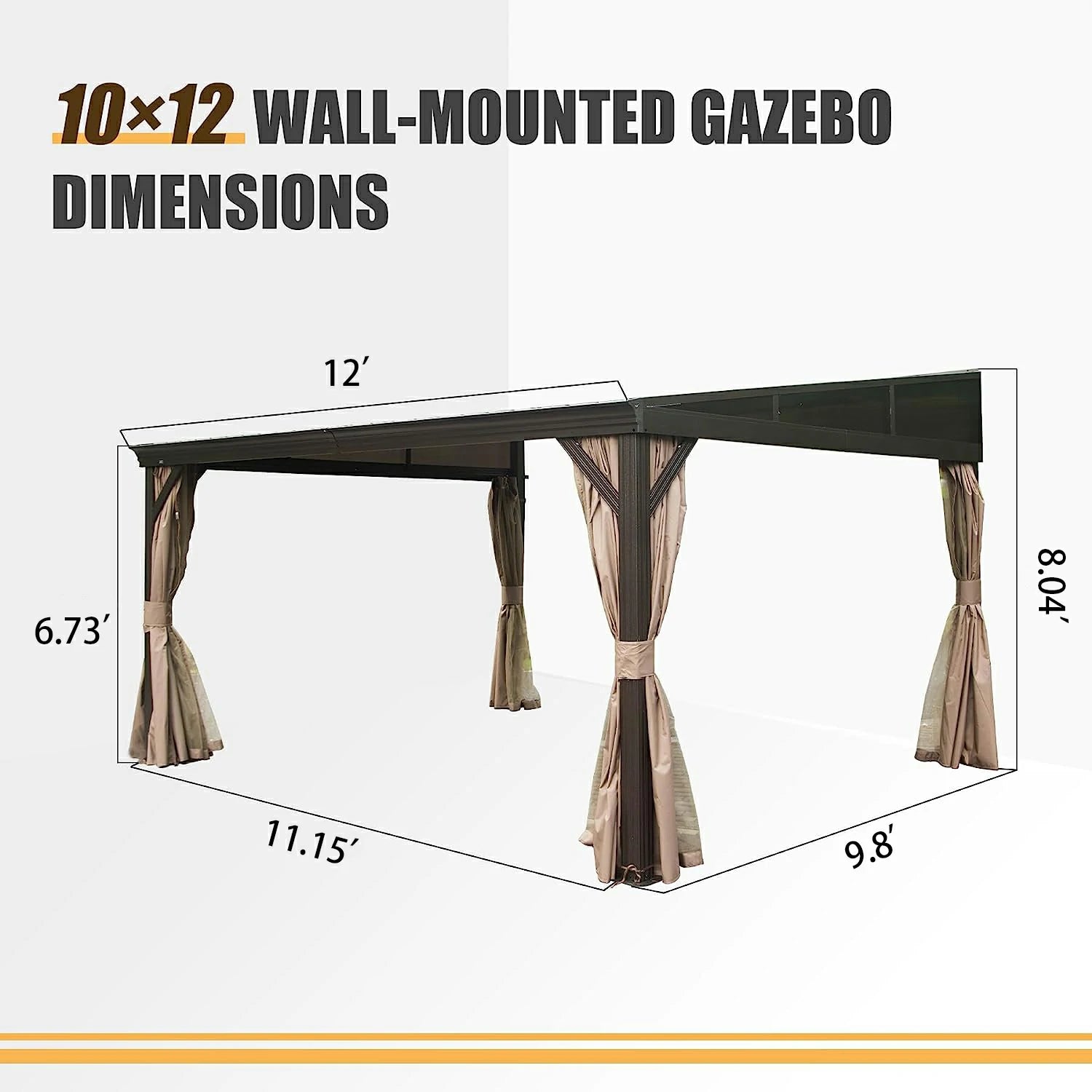 Wall-Mounted Gazebo with Drainage Gutters#size_10' x 12'