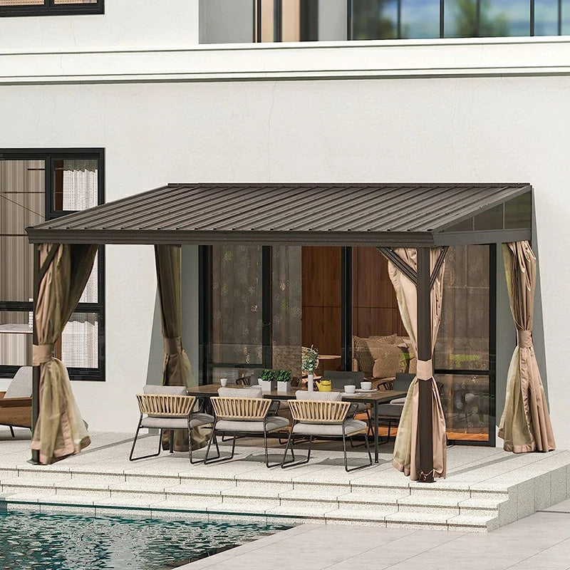 Wall-Mounted Gazebo with Drainage Gutters#size_12' x 14'