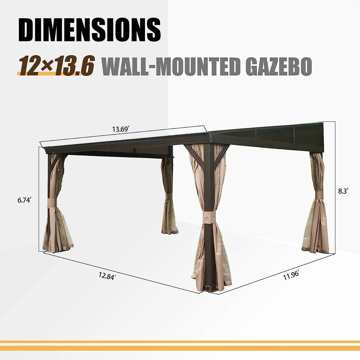 Wall-Mounted Gazebo with Drainage Gutters#size_12' x 14'
