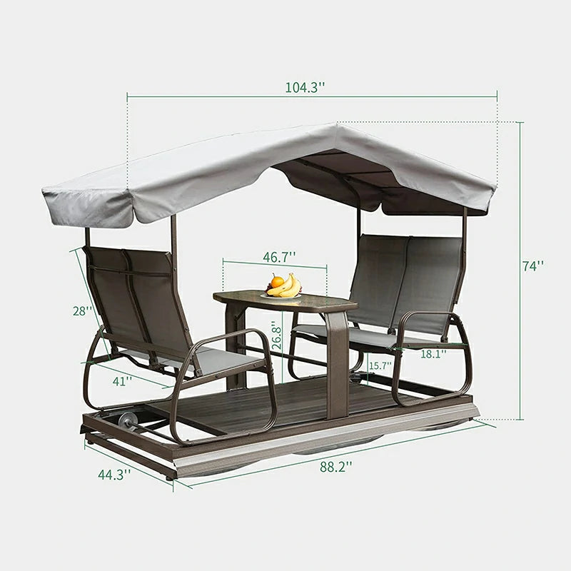 Patio Glider Benches with Canopy