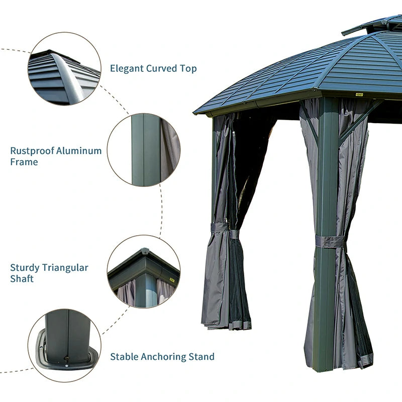 Domi Outdoor Living 10' x 12' Arc Hardtop Gazebo