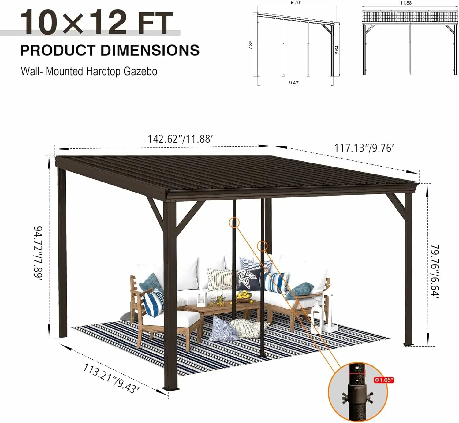 Domi wall mounted gazebo#size_10'x12'
