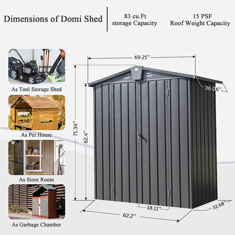 Domi Outdoor Living Outdoor Storage Shed Gable Roof#size_ 5'x3'