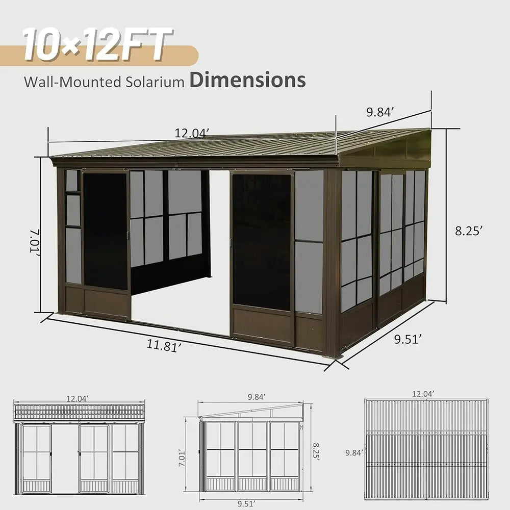 10'x12' Wall Mounted Sunroom