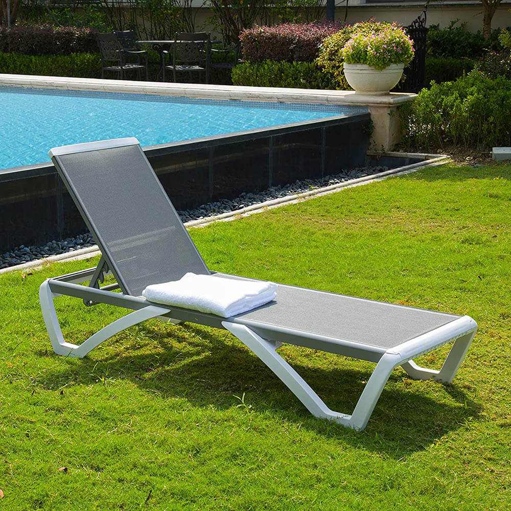 Domi Armless Outdoor Chaise Lounge#color_gray
