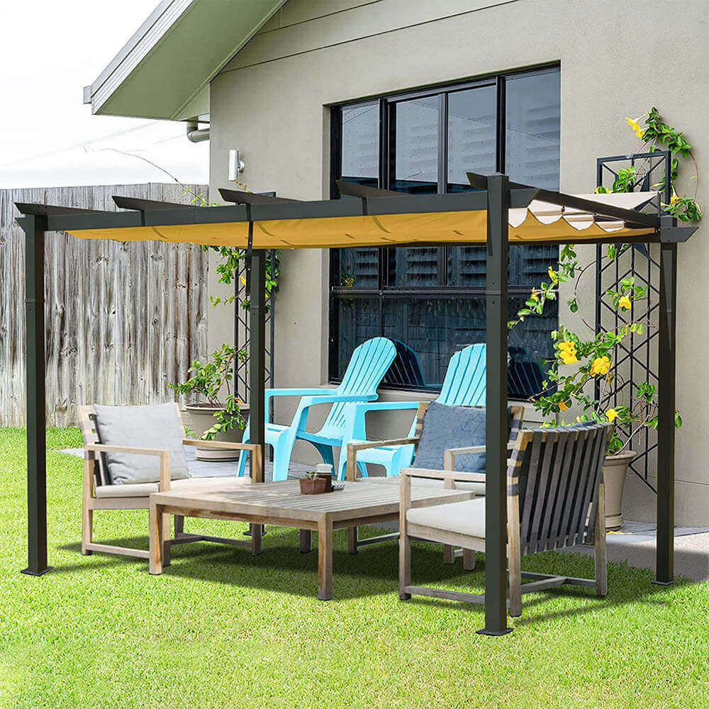 Pergola Grey#size_9'x13' Against the wall