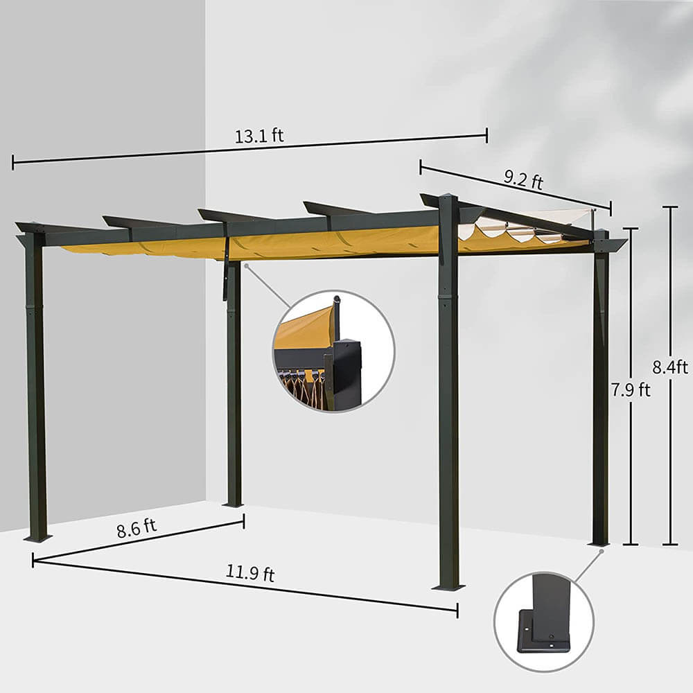 Pergola Grey#size_9'x13' Against the wall