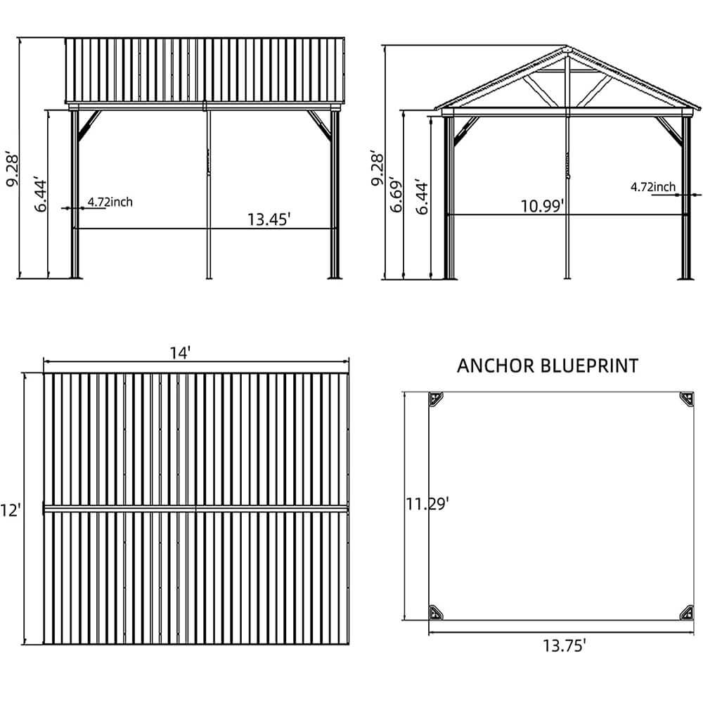 Domioutdoorliving 12' x 14' Hardtop Gazebo