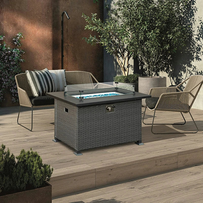 Domi Outdoor Living Patio Propane Fire Pit Rectangular Table#material_steel